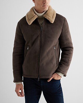 Faux Suede Sherpa Lined Jacket Express