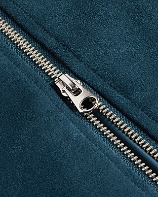 Dark Teal Faux Suede Zip Jacket | Express