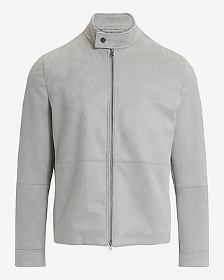 Gray Faux Suede Racer Jacket