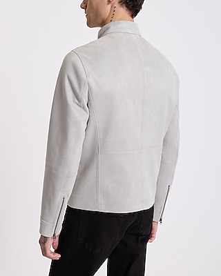 Gray Faux Suede Racer Jacket