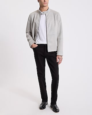 Gray Faux Suede Racer Jacket