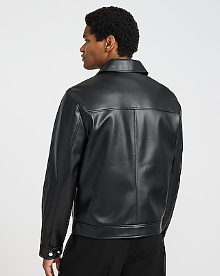 Zip Chest Pocket Faux Leather Jacket