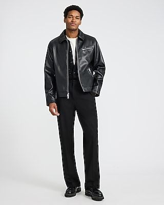 Zip Chest Pocket Faux Leather Jacket
