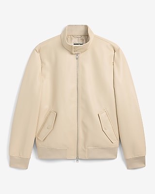 Textured Faux Leather Harrington Jacket