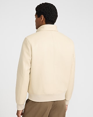 Textured Faux Leather Harrington Jacket