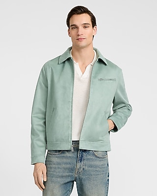 Mint Faux Suede Zip Jacket