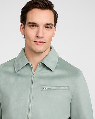 Mint Faux Suede Zip Jacket