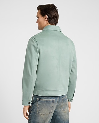 Mint Faux Suede Zip Jacket