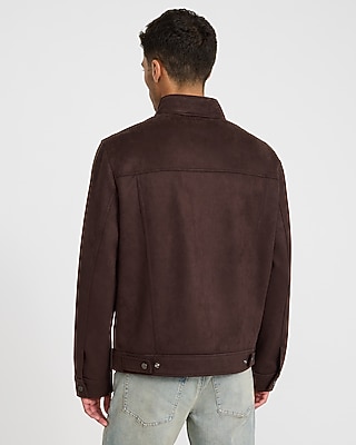 Espresso Faux Suede Double Snap Pocket Jacket