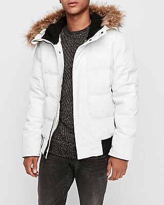 faux fur hooded bomber jacket mens