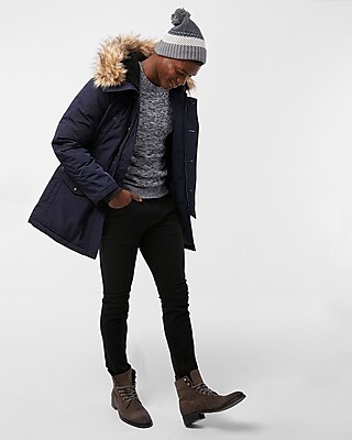 mens faux fur hood