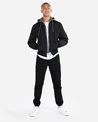 fleece system hooded bomber jacket