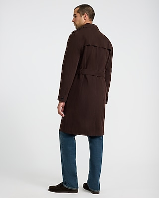 Brown Double Breasted Belted Trench Coat