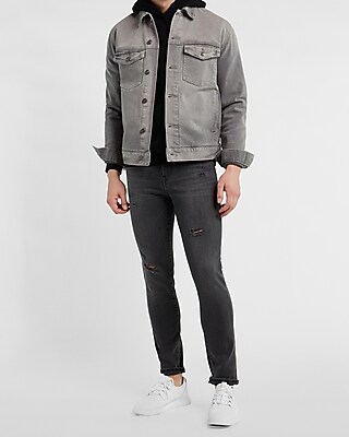 grey denim trucker jacket