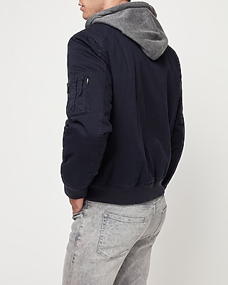 fleece system hooded bomber jacket