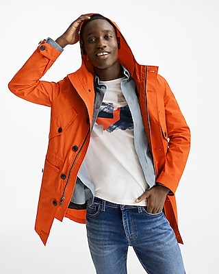 Mens parka orange sale