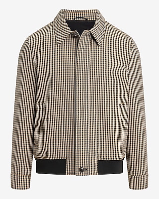 Check Print Button Up Bomber Jacket