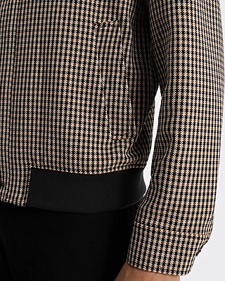 Check Print Button Up Bomber Jacket