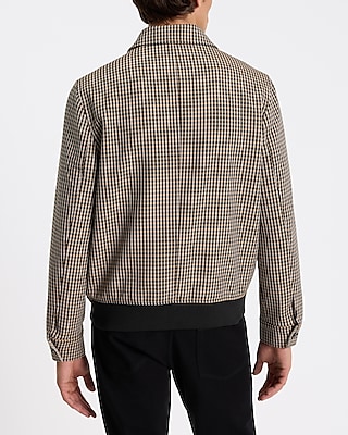 Check Print Button Up Bomber Jacket