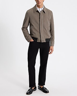 Check Print Button Up Bomber Jacket