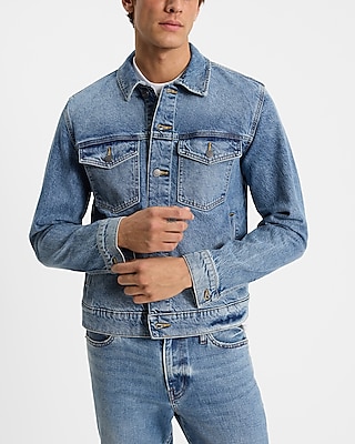 Double Pocket Medium Wash Denim Jacket | Express Double Pocket Medium Wash Denim Jacket | Express
