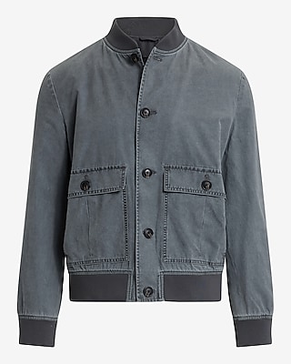 Washed Cotton-Blend Utility Bomber Jacket