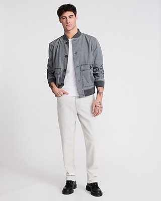 Washed Cotton-Blend Utility Bomber Jacket