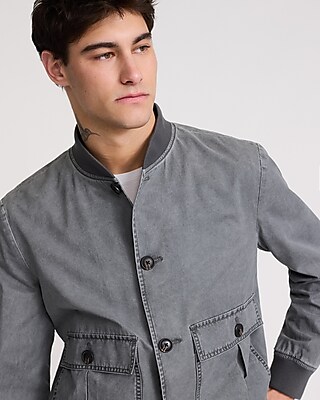 Washed Cotton-Blend Utility Bomber Jacket