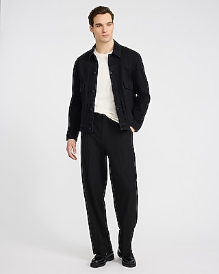 Double Flap Pocket Black Denim Chore Jacket