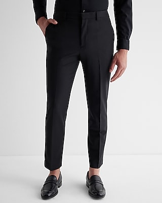 extra slim black wool-blend modern tech suit pant