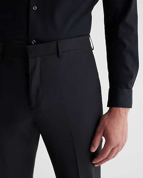 Slacks and Chinos Formal trousers Mens Clothing Trousers Express Extra Slim Solid Black Wool-blend Modern Tech Suit Pants Black W28 L30 for Men 