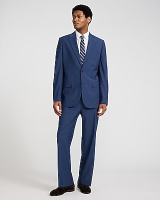 Relaxed Blue Stretch Suit Pant