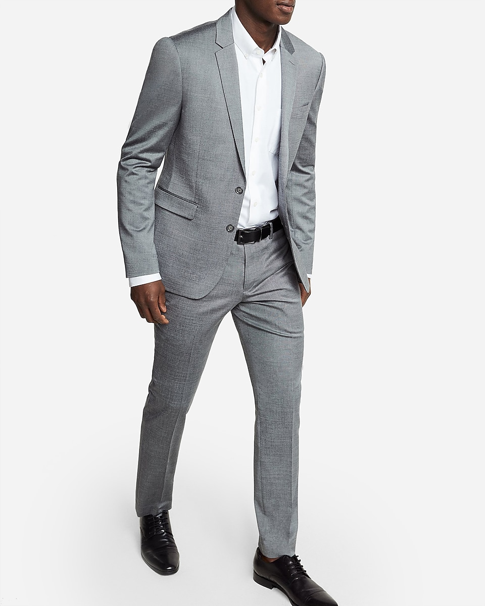 Skinny Innovator Gray Wool Blend Oxford Suit Pant | Express