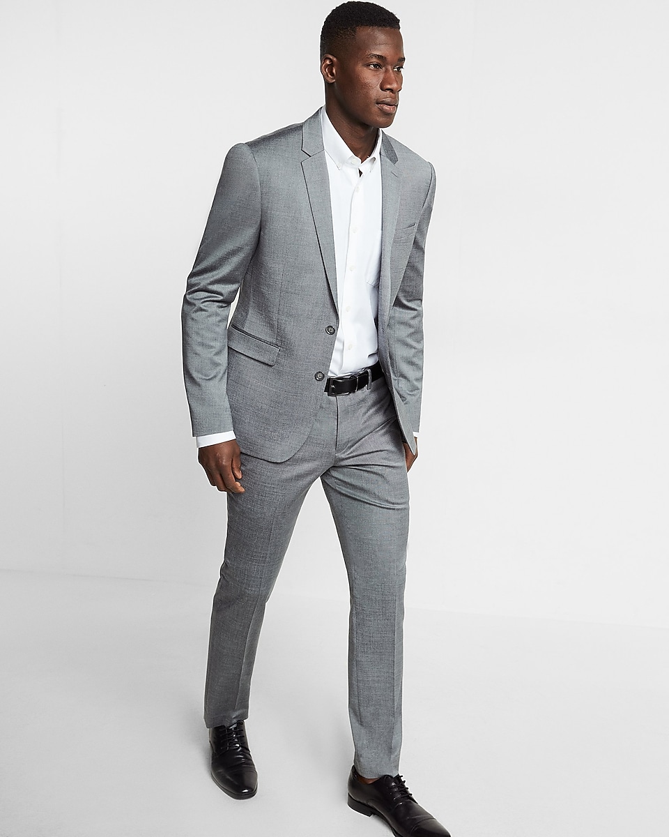 Skinny Innovator Gray Wool Blend Oxford Suit Pant | Express