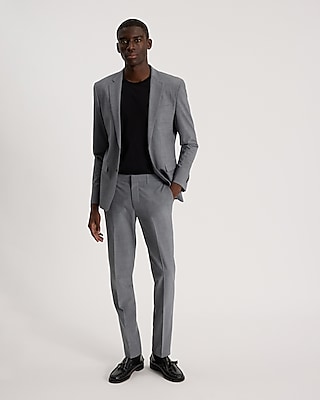 Slim Gray Plaid Wool-blend Modern Tech Suit Pant