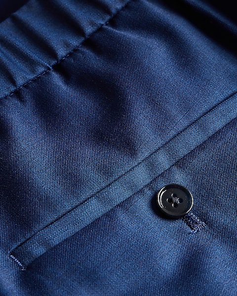 Slim Solid Blue | Pant Waist Suit Hybrid Express Wool-blend Elastic