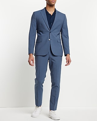 Extra Slim Blue Modern Tech Drawstring Suit Pant