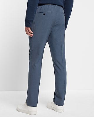 Extra Slim Blue Modern Tech Drawstring Suit Pant