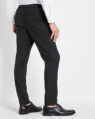 Extra Slim Black Wool-Blend Drawstring Modern Tech Dress Pant