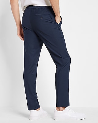 Extra Slim Navy Wool-Blend Drawstring Modern Tech Suit Pant