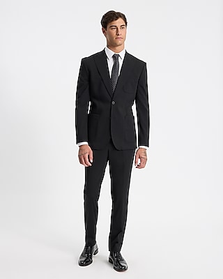 Slim Black Stretch Cotton-Blend Knit Suit Pant