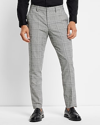 Slacks and Chinos Formal trousers Express Extra Slim Brown Houndstooth Wool-blend Hybrid Elastic Waist Suit Pants for Men Mens Clothing Trousers 