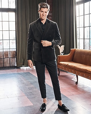 Slim Black Wool-blend Modern Tech Belted Cropped Stretch Suit Pant