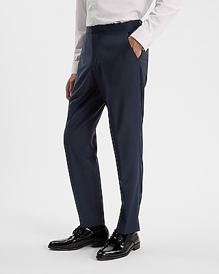 Slim Navy Performance Stretch Wool-Blend Tuxedo Pant - image 2