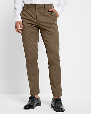 Extra Slim Brown Cotton Stretch Suit Pant