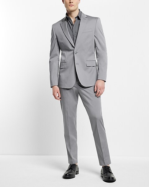 Grey Slim Stretch Suit Trousers