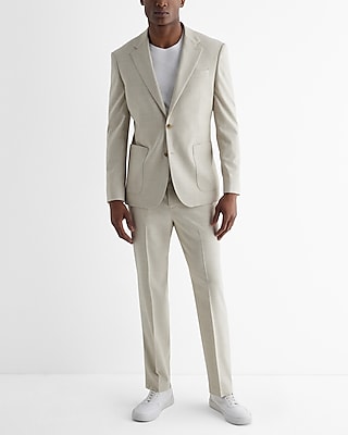 Slim Light Khaki Slub Suit Pant