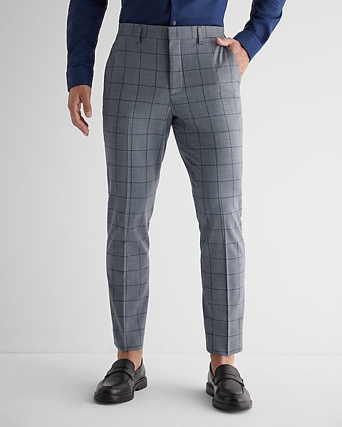 express dress pants Classic Gray Wool-blend Modern Tech Suit Pant Extra Slim Blue Stretch Cotton-blend