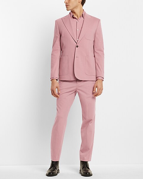 Express Men, Classic Pink Ponte Knit Suit Pant in Iced Mauve