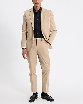 Slim Khaki Stretch Cotton Suit Pant